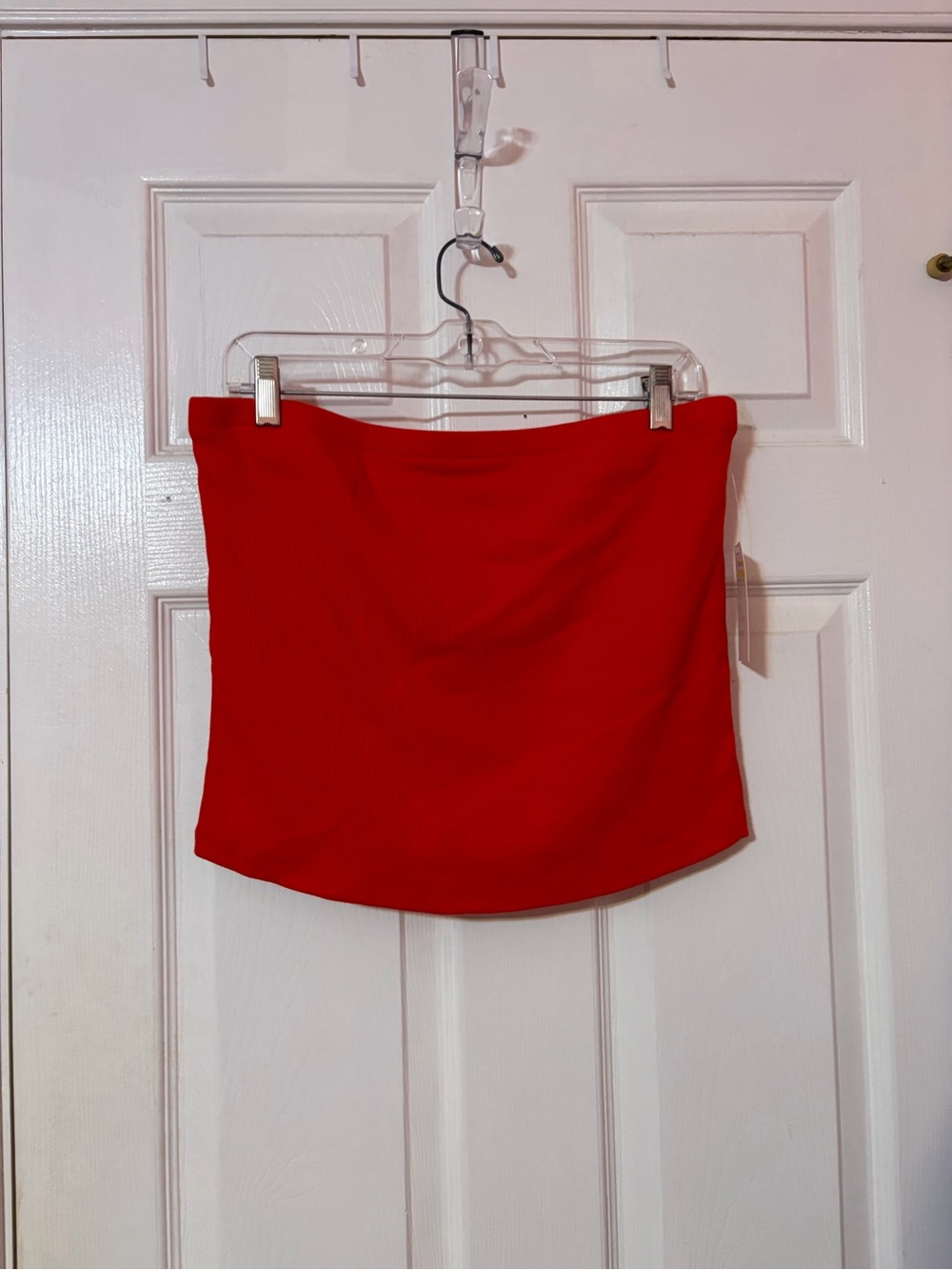 Red Strapless crop top